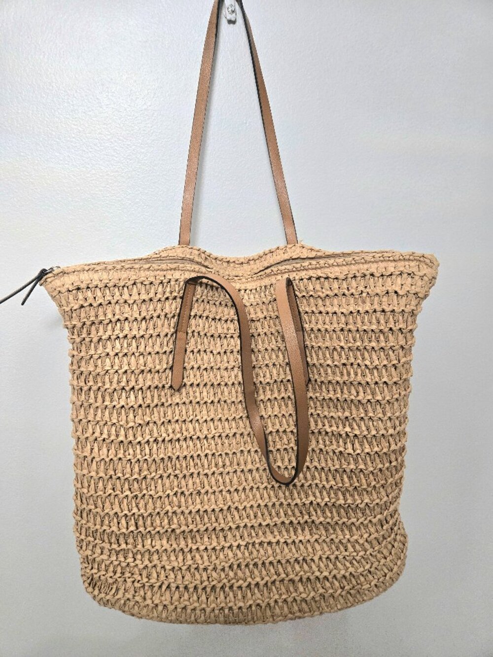 H&M Paper Straw Woven Shopper Tote Bag Beach Boho Travel Summer